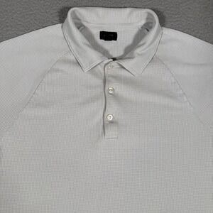 J Crew Shirt Mens Large Gray Waffle Grid Tech Polo Coolmax Casual Preppy